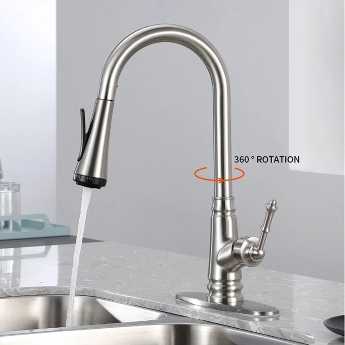 Modern Style Zinc Pull Out Sink Mixer Taps With Sprayer