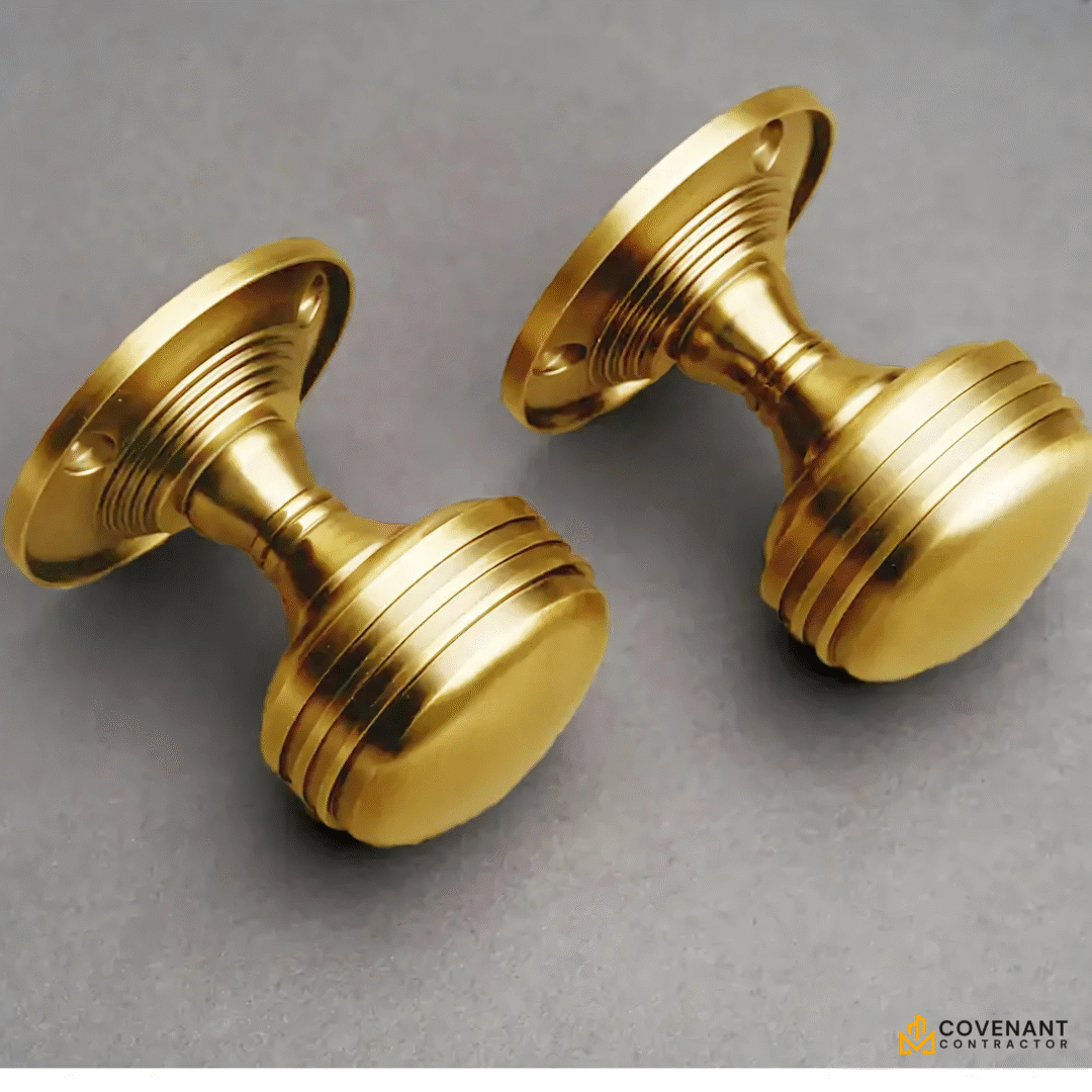 Ringed Mortice Door Knob - Brushed Brass (Boxed) - Image 2