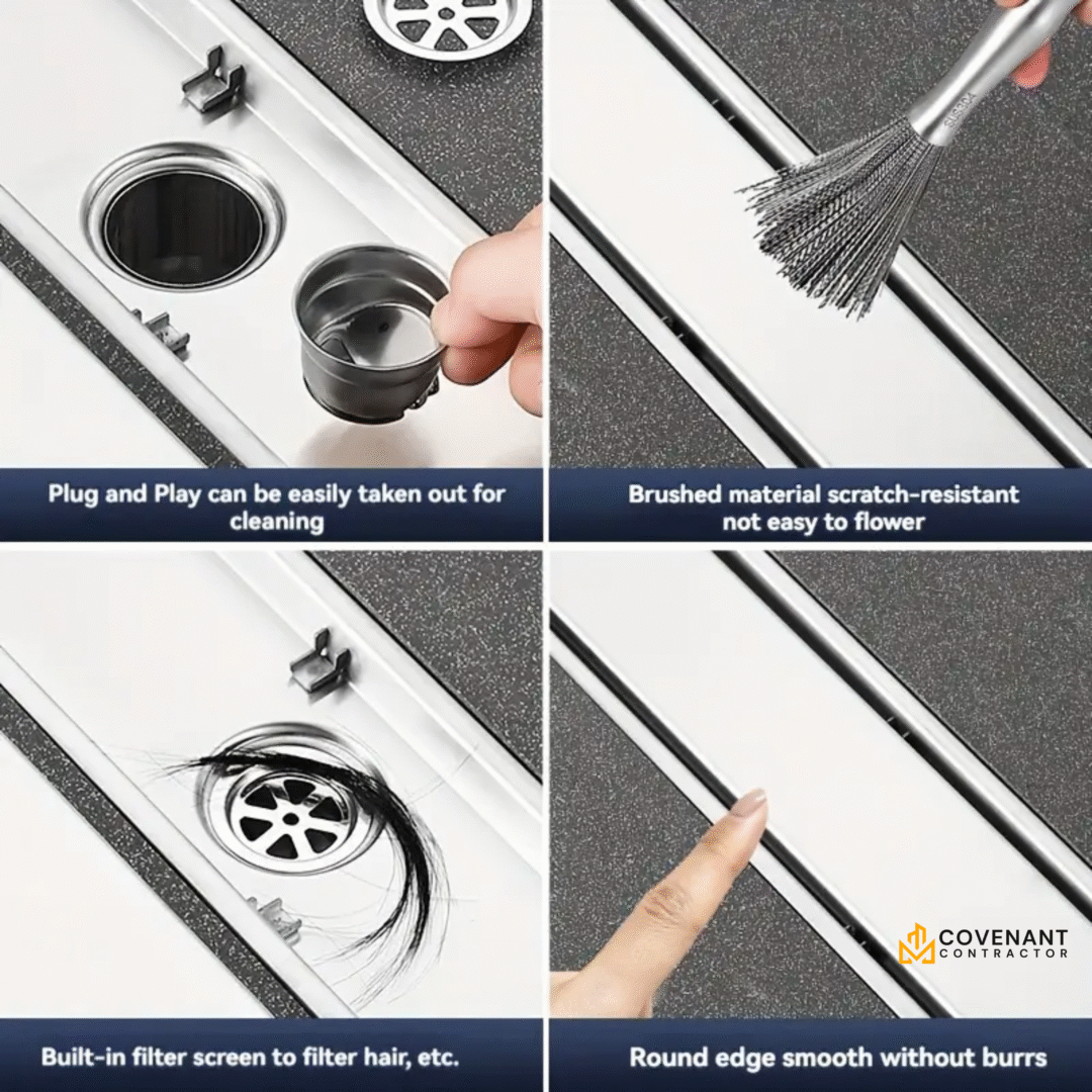 Invisible Stainless Steel Floor Drain - 40cm - Image 3