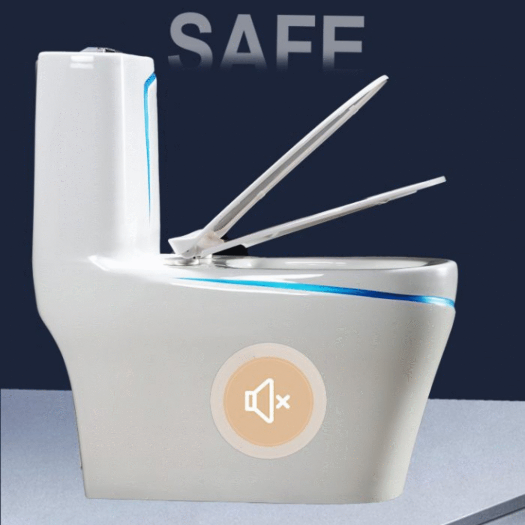Blue Line One-Piece Toilet – Vibrant Modern Bathroom Statement - Image 2