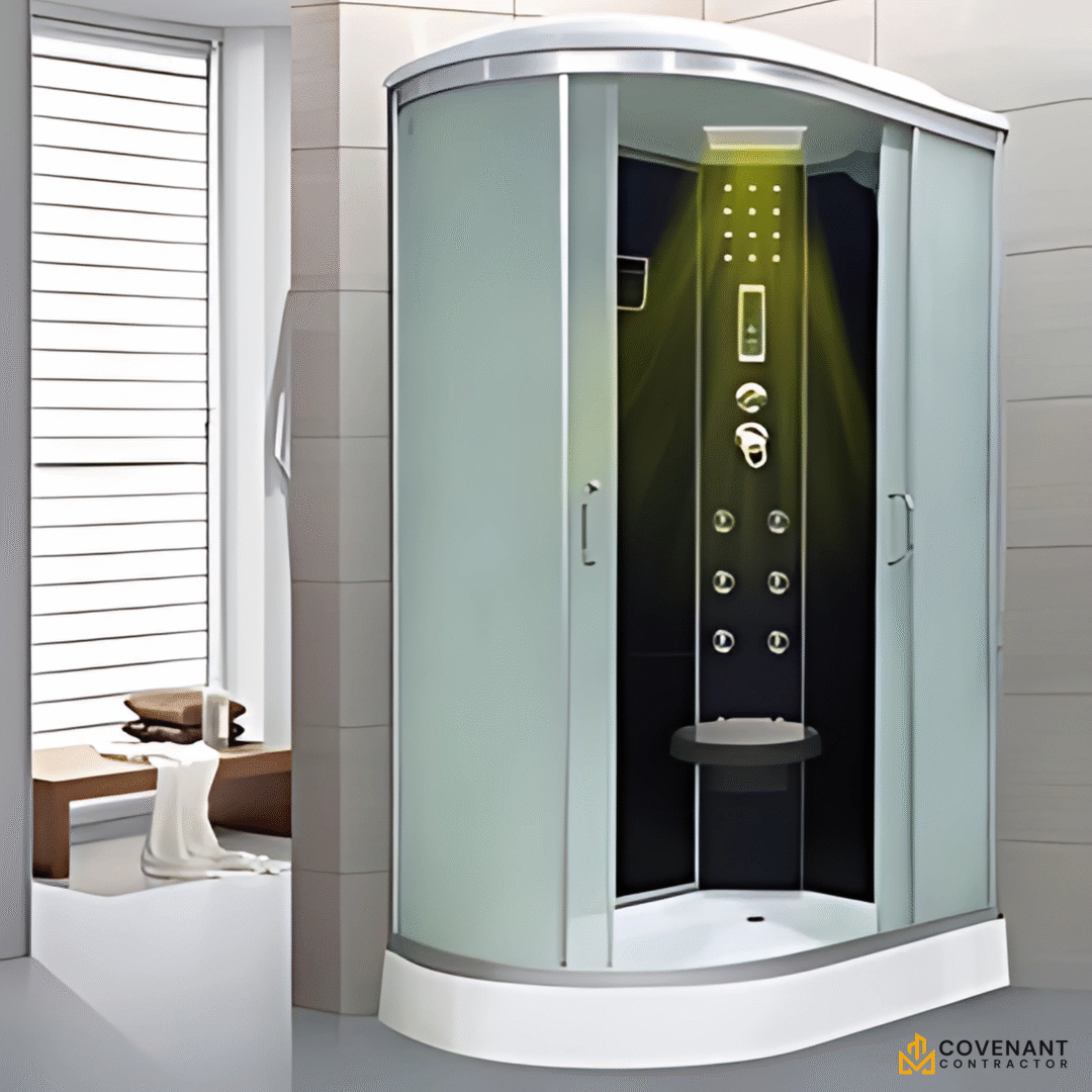 Tempered Glass Left Shower Stall with Double Sliding Doors - Image 3