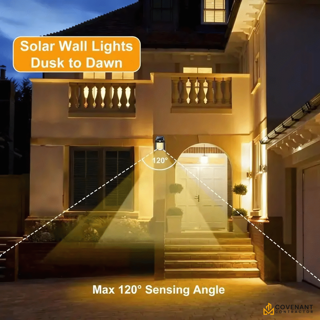 6-Pack Solar Wall Lights – IP65 Waterproof with 3 Lighting Modes & Motion Sensor - Image 2