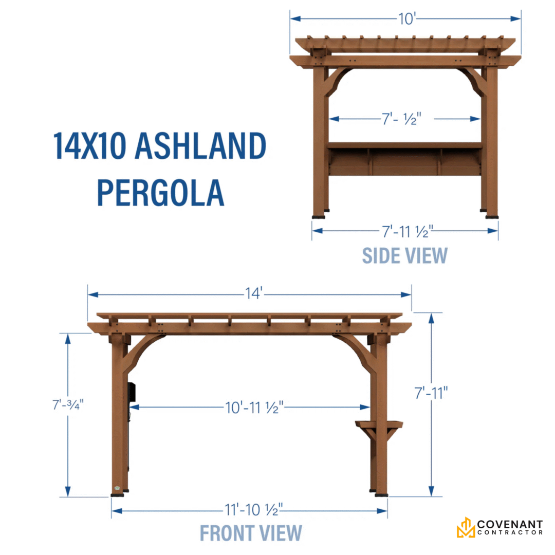 Ashland 14'x10' Solid Wood Pergola - Image 3