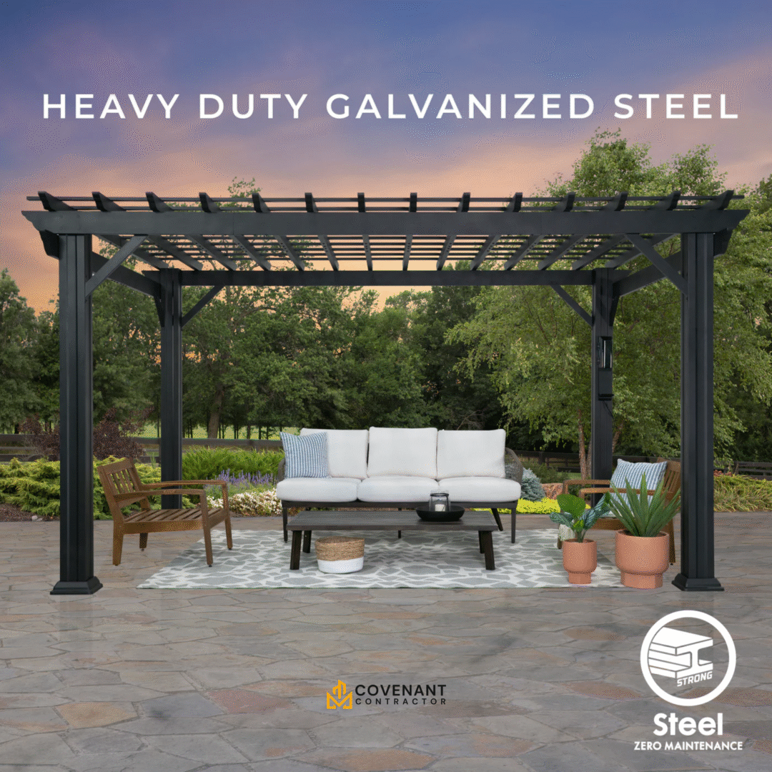 Stratford 14'x10' Traditional Steel Pergola - Image 3