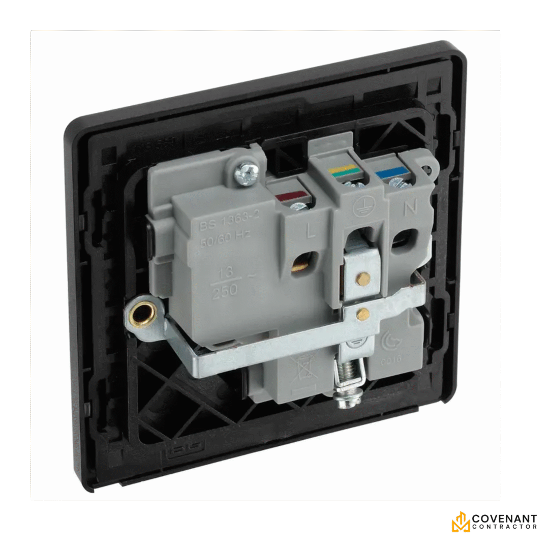 Single Switched Socket - 13A - Satin Brass - Image 3