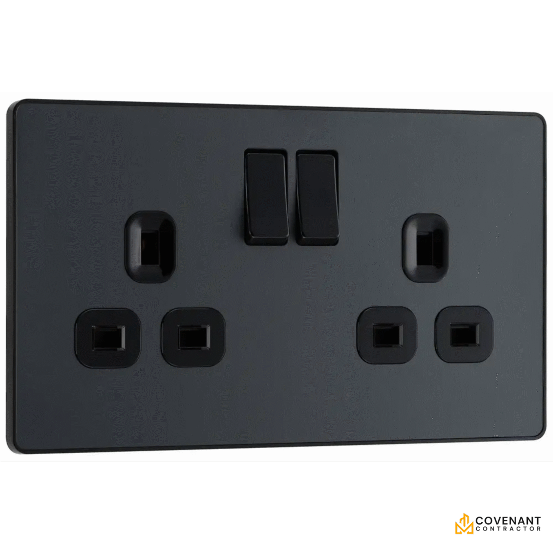 Double Switched Socket - 13A - Matt Grey - Image 3