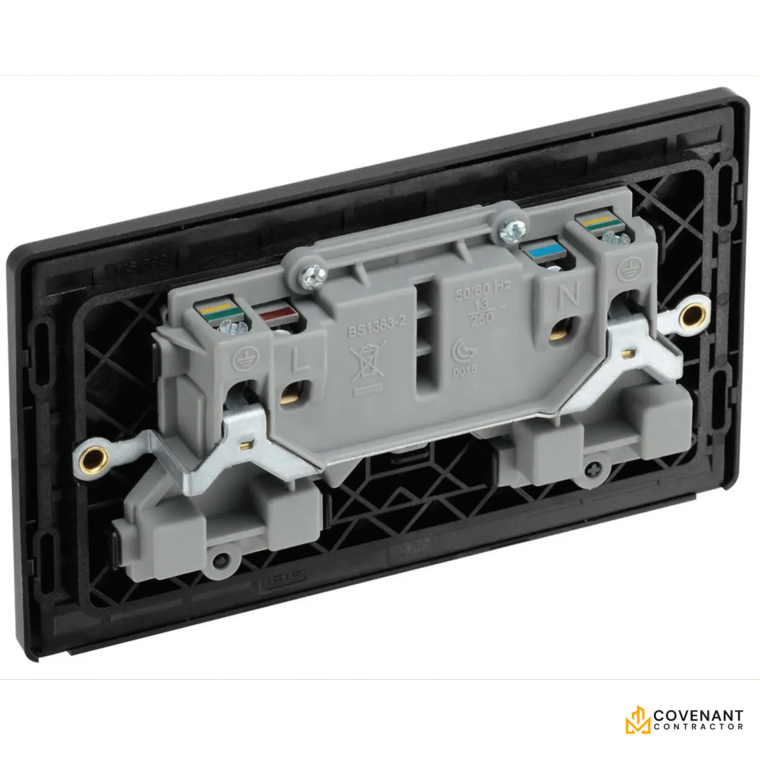 Double Switched Socket - 13A - Satin Brass - Image 3