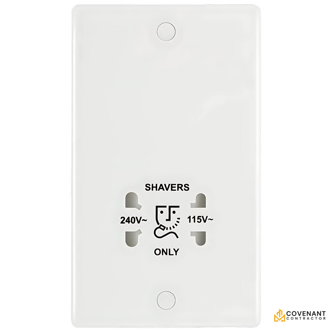 Shaver Socket - Dual Voltage (115-240V) - White Moulded