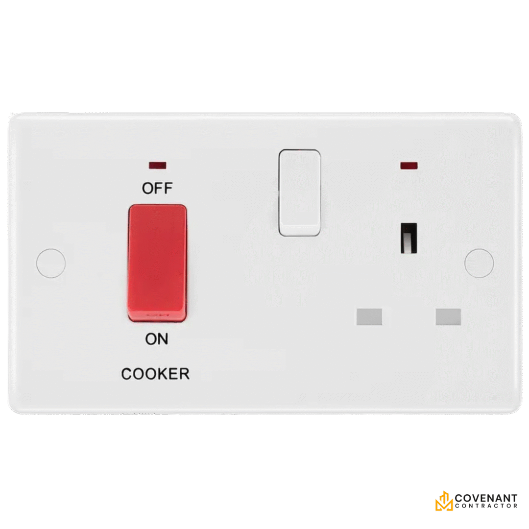 Cooker Control Unit with 13A Socket - White Moulded - 45A