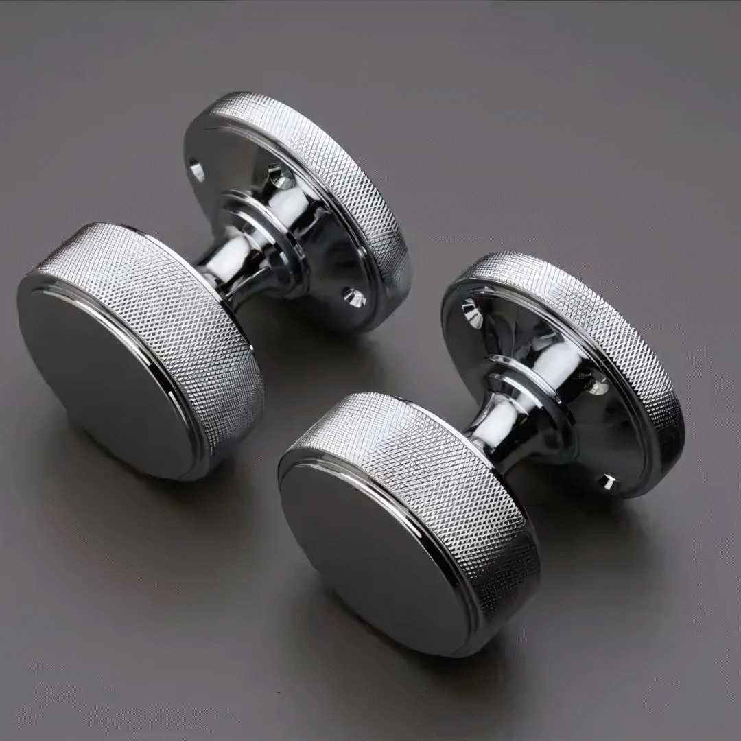Kensington Knurled Mortice Door Knob - Polished Chrome - Image 2