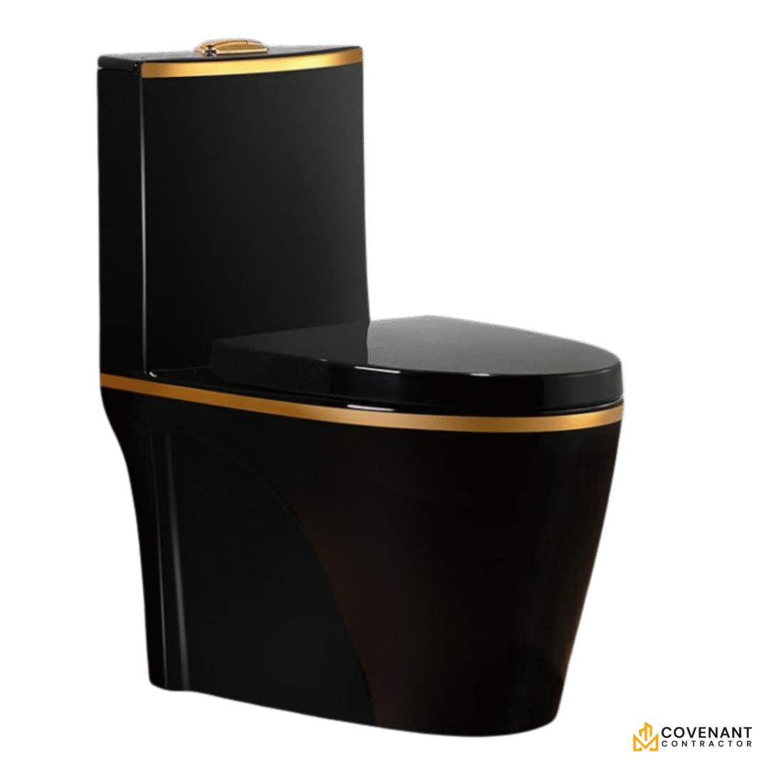 Black & Gold One-Piece Toilet
