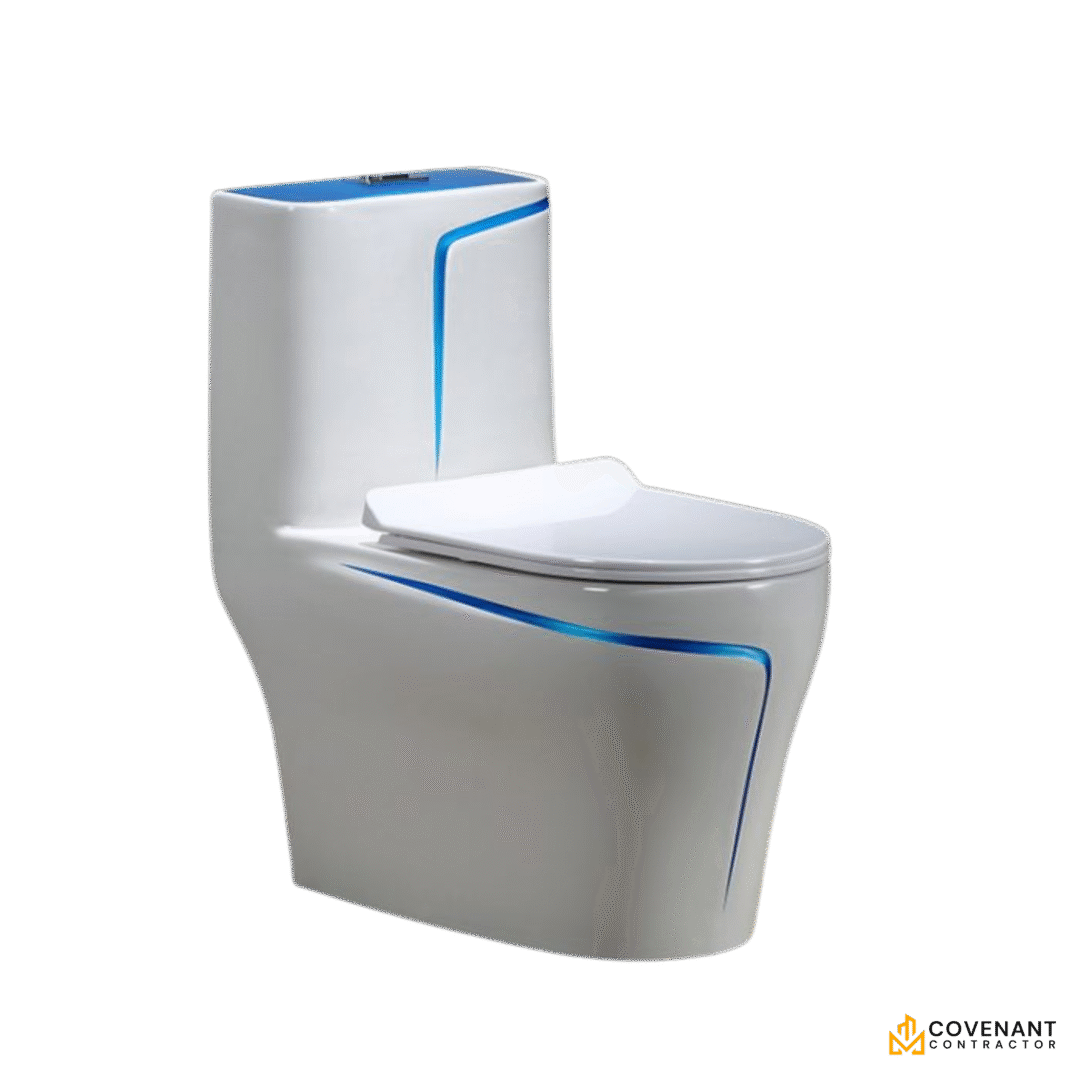 Blue Line One-Piece Toilet – Vibrant Modern Bathroom Statement