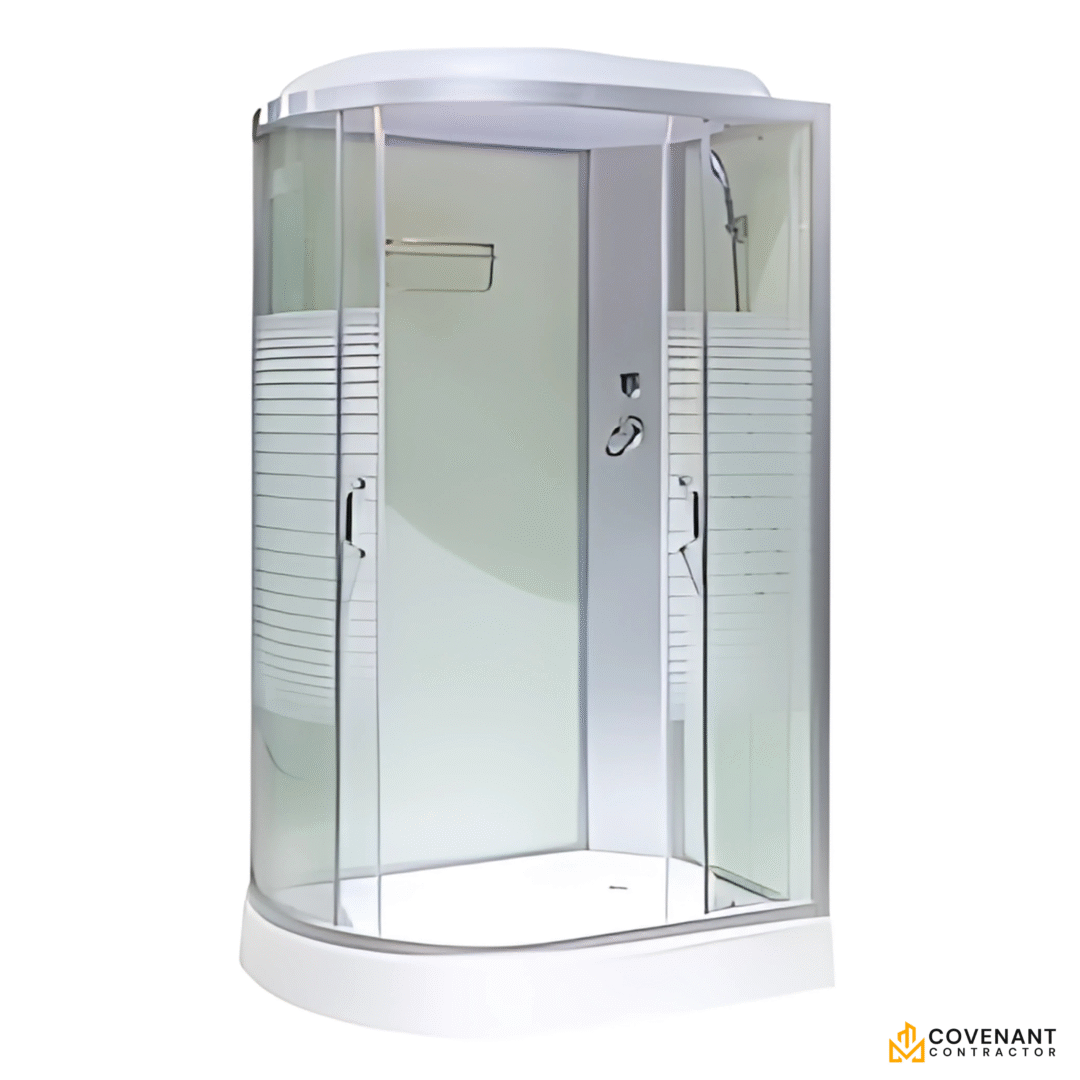 Tempered Glass Left Shower Stall with Double Sliding Doors - Image 2