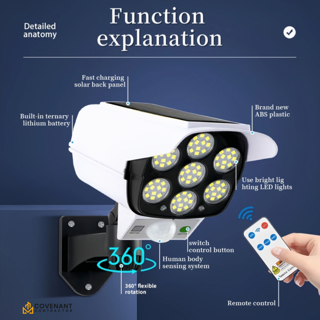 77-LED Security Camera Light – Solar-Powered Motion-Activated Surveillance System - Image 2
