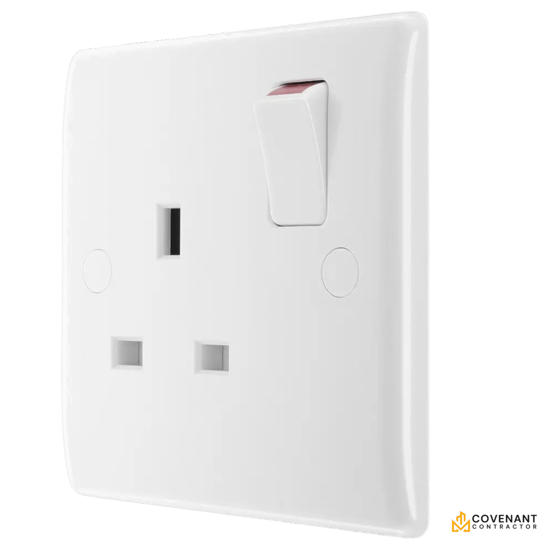 Single Switched Socket - White Moulded - 13A - Image 2