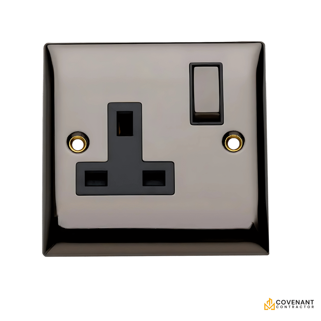 Single Switched Socket - Black Nickel