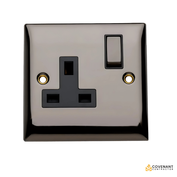 Single Switched Socket - Black Nickel