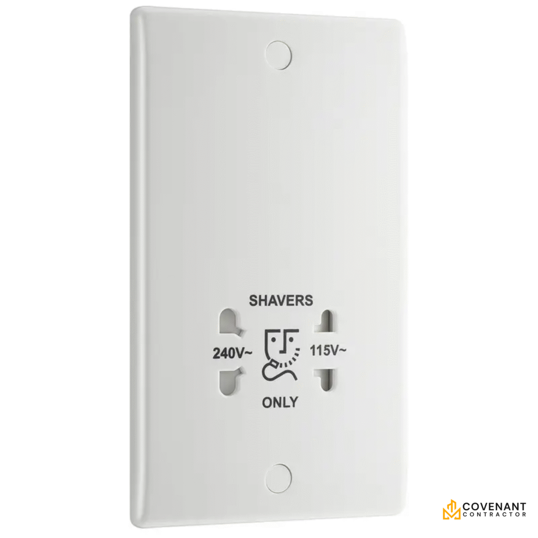 Shaver Socket - Dual Voltage (115-240V) - White Moulded - Image 2