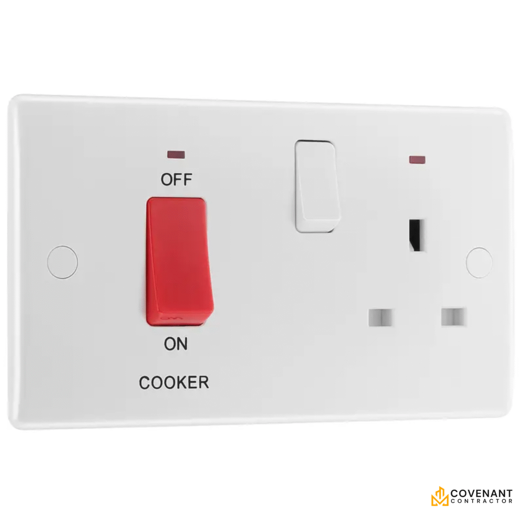 Cooker Control Unit with 13A Socket - White Moulded - 45A - Image 2