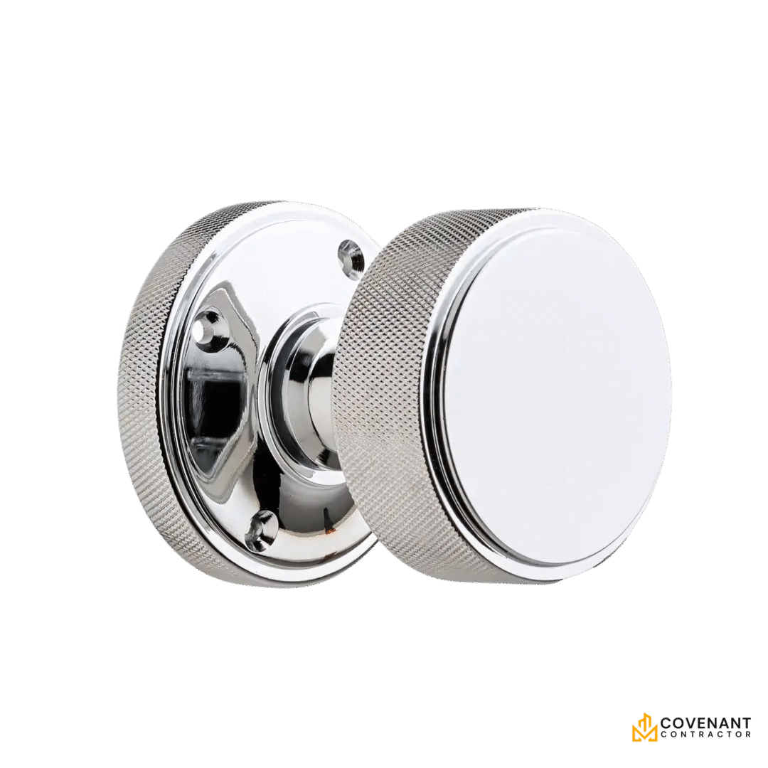 Kensington Knurled Mortice Door Knob - Polished Chrome