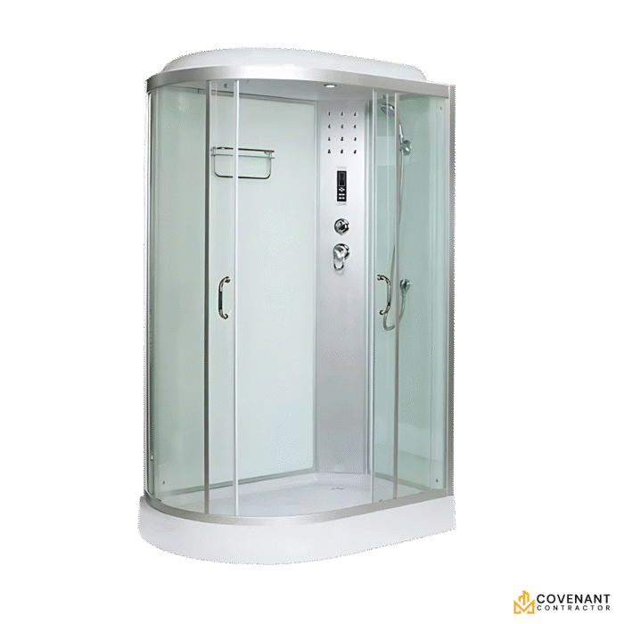 Tempered Glass Left Shower Stall with Double Sliding Doors