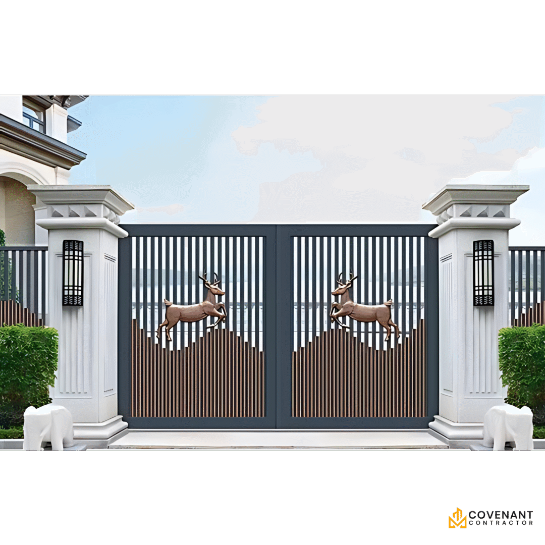 Elegant Modern Sliding Metal Security Gate with Access Control - Image 2