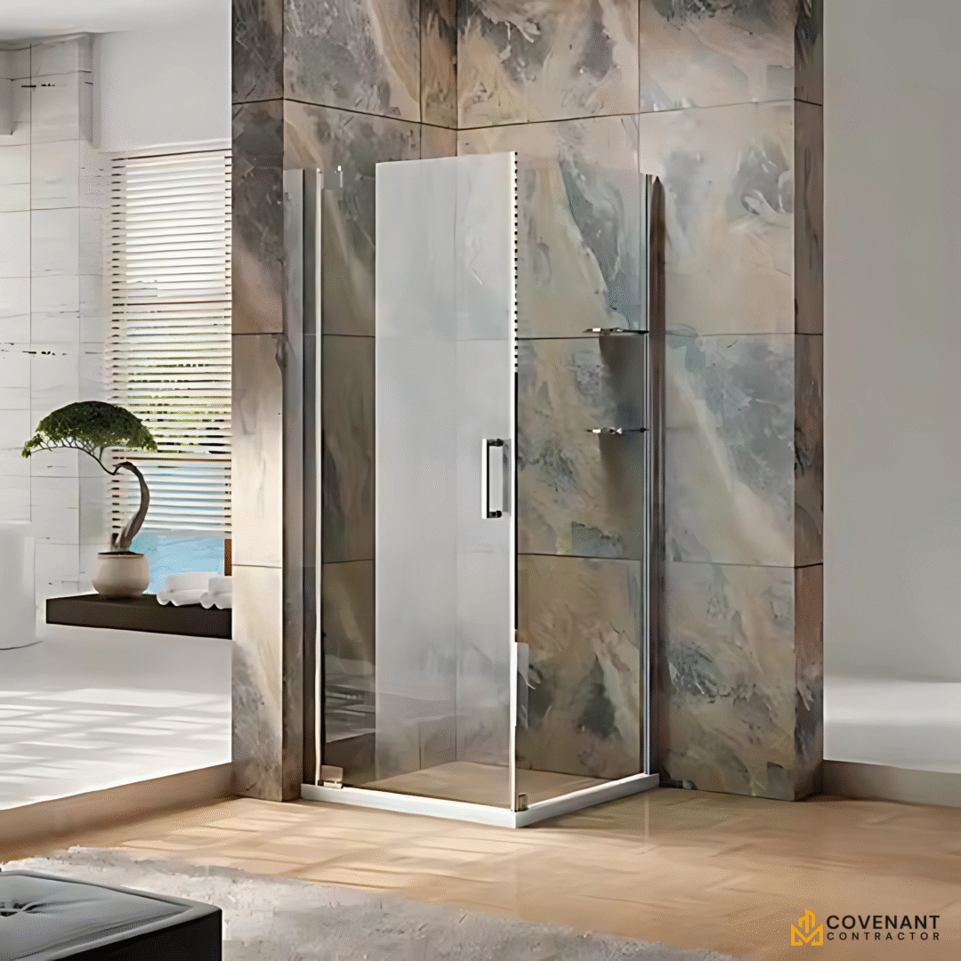 Stainless Steel Frameless Square Shower Enclosure - Image 2