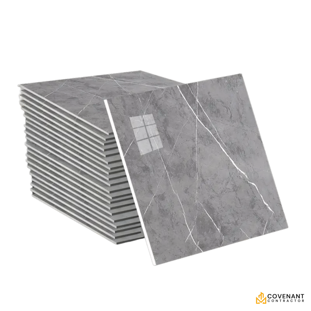 48/96pcs Vintage Gray Marble Tile Wall Stickers – Peel & Stick Removable Backsplash