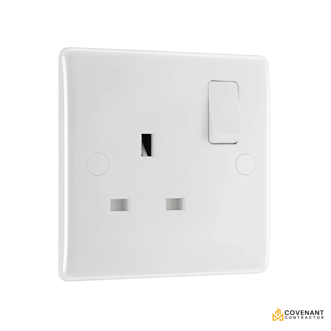 Single Switched Socket - White Moulded - 13A