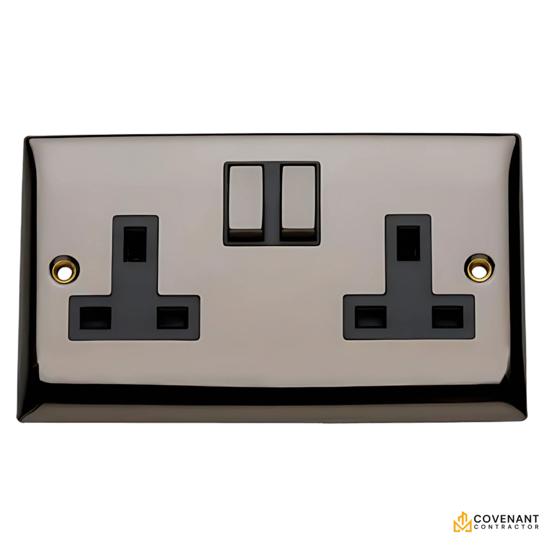 Double Switched Socket - Black Nickel