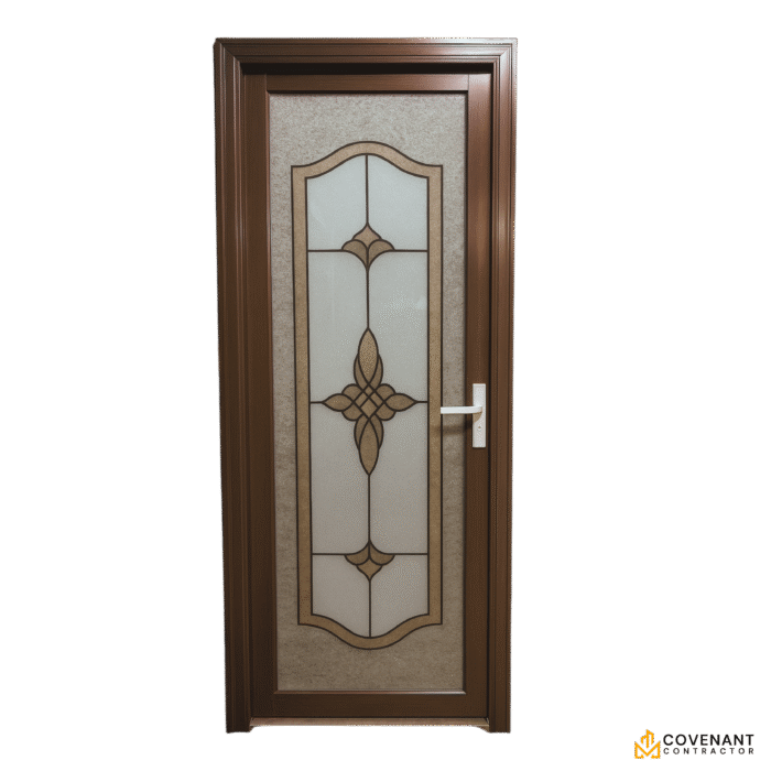Elegant Frosted Glass Door with Floral Pattern – Balcony/Interior Use