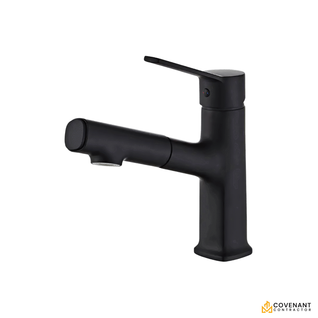 Matte Black Basin Faucet with Pull-Out Sprayer